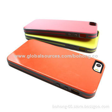 TPU Cases for iPhone 5S, High-transparent PC Back, Camera Slot with Black Circle